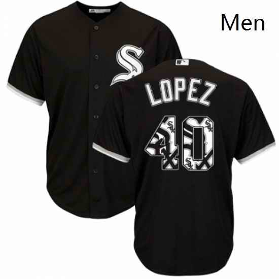 Mens Majestic Chicago White Sox 40 Reynaldo Lopez Authentic Black Team Logo Fashion Cool Base MLB Jersey